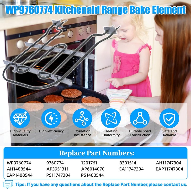 S-Union UPGRADED WP9760774 9760774 Oven Range Broil Element Compatible with Whirlpool Kitchen Aid Range Stove Ovens Parts,WP9760774 Kitchenaid Oven Heating Element 8301514 1201761 KEBS207SSS04 Bake Elements - Image 4